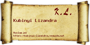 Kubinyi Lizandra névjegykártya